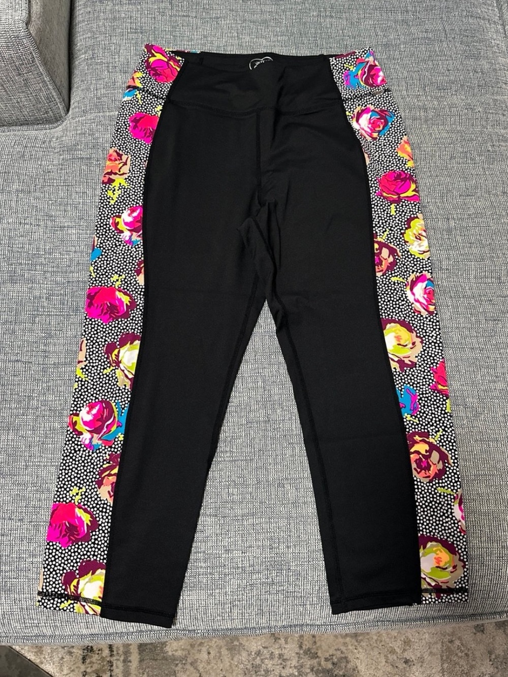 Black Leggings with Colorful Floral Sides